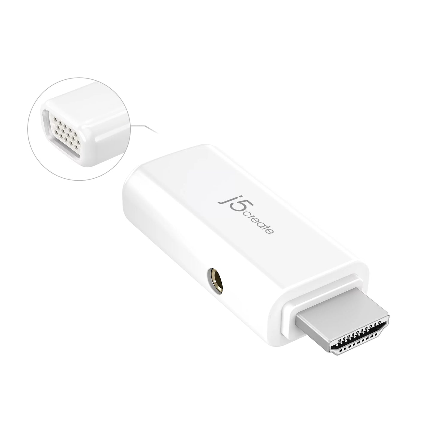 HDMI to VGA Video Adapter Cable Connector with Audio Supports Resolution 1920 X 1080, JDA203