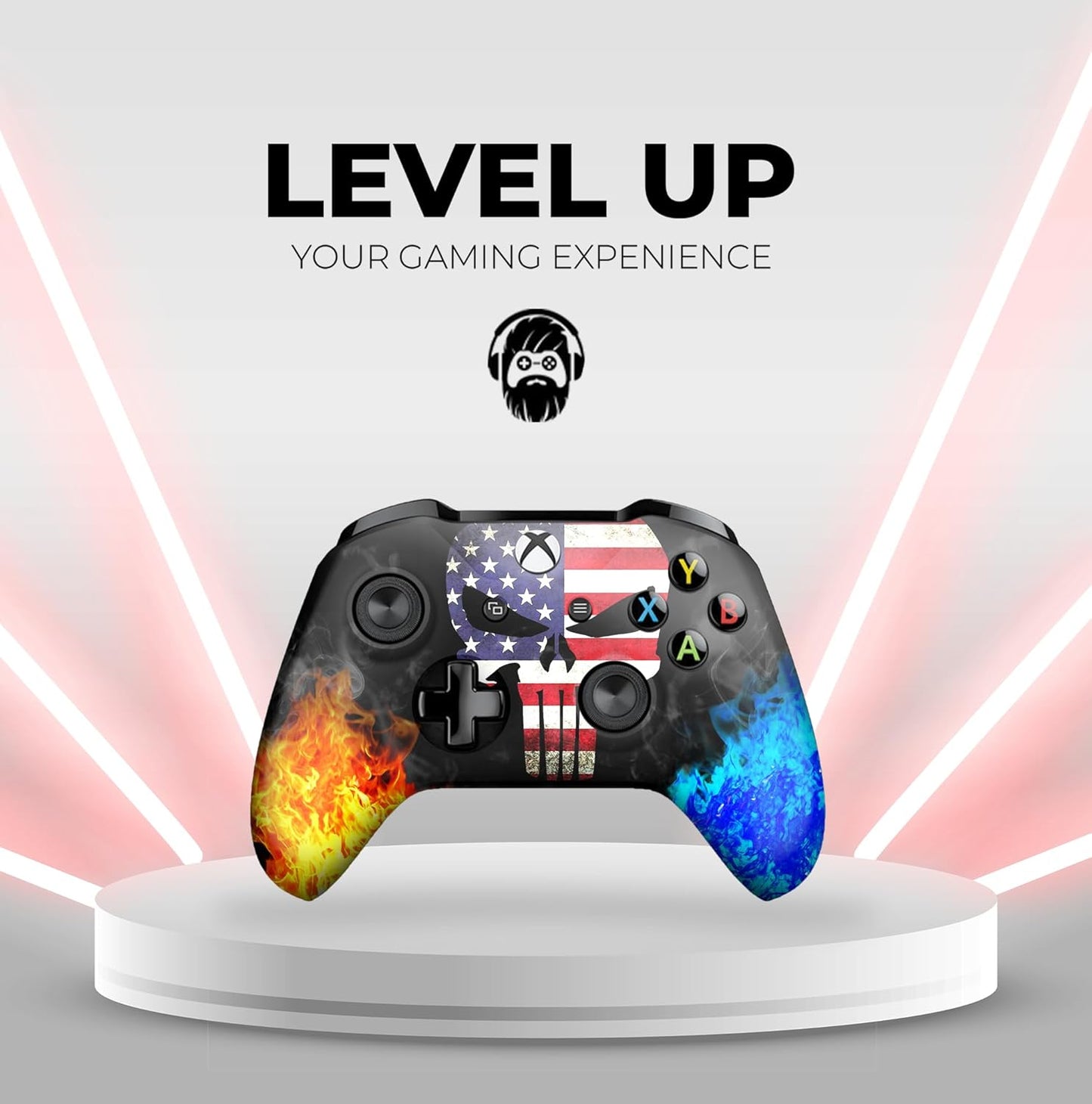 American Warrior Custom X-Box Controller Wireless Compatible with X-Box One/X-Box S Proudly Customized in Usa with Permanent Hydro-Dip Printing (Not Just a Skin)