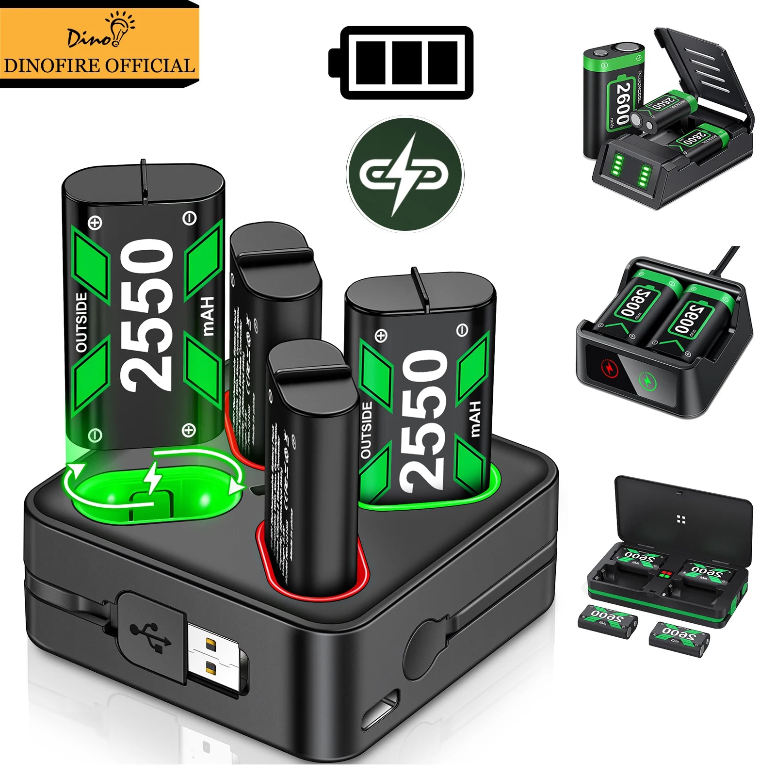 Charging Station for Xbox Series X/Xbox Series S 4 Batteries Pack for Xbox One X/Xbox One S/Xbox One Rechargeable Battery