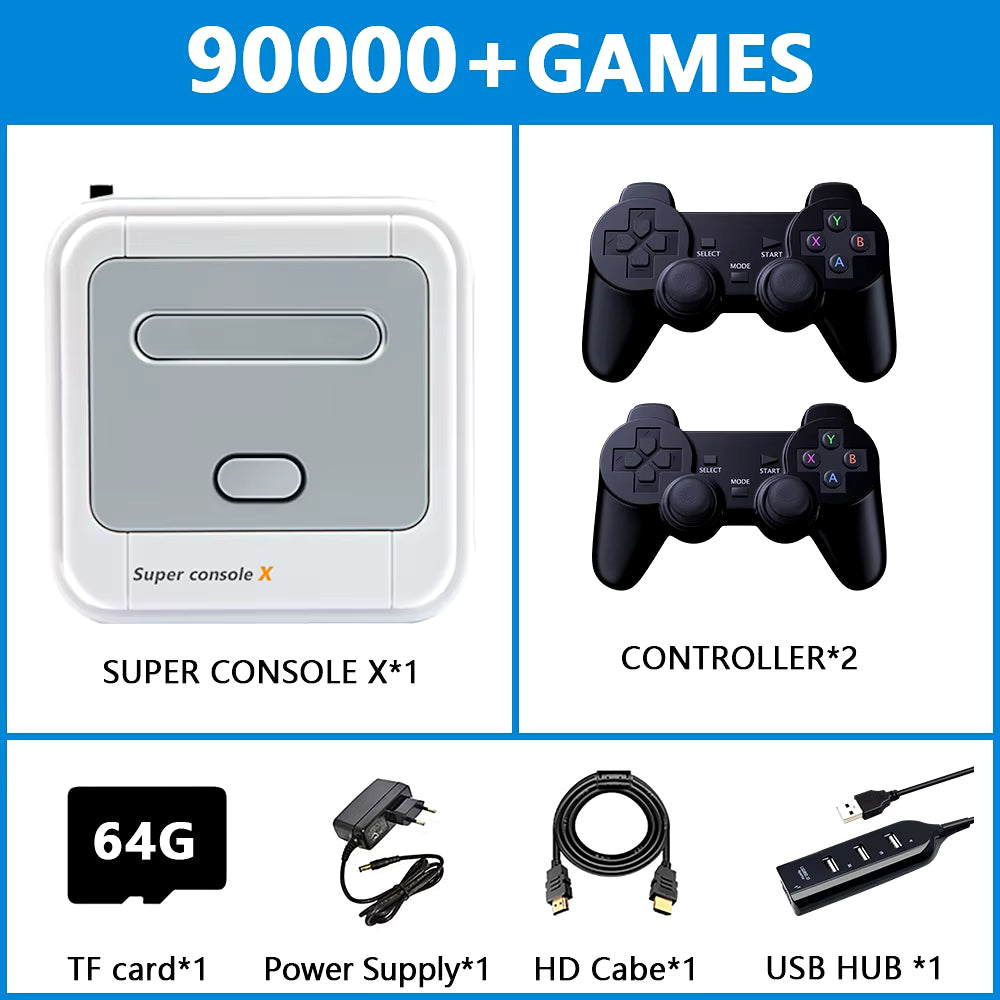 Retro Gaming Console Super Console X with 110000 Retro Games for PSP/PS1/DC/MAME Multi-Player Arcade Game Console Max to 256G