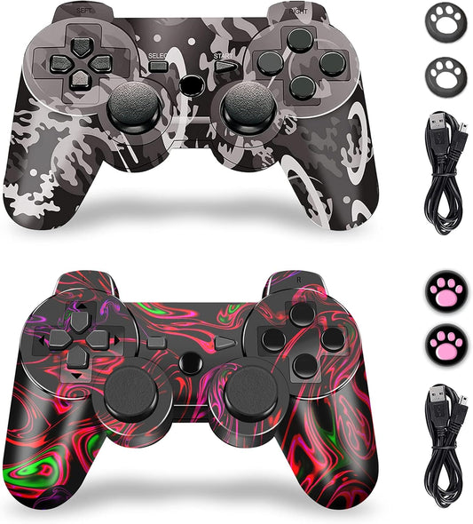 Controller Wireless 2 Pack,  Wireless Controller Compatible for Play3 Gamepad Remote Controller with Joy Sticks