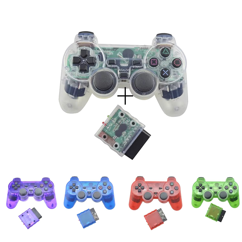 Transparent Color Bluetooth Wireless Gamepad Controller for Sony PS2 2.4G Vibration Controle for Plastation 2 Joystick