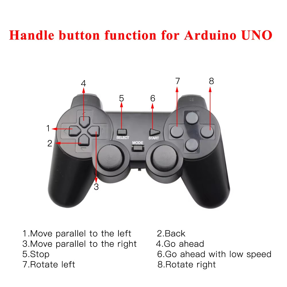 Arduino 2.4G Wireless PS2 Controller Gamepad Joystick with Receiver Dual Shock Motor STM32 Robot Arm Mecanum Wheel Robot Car Kit