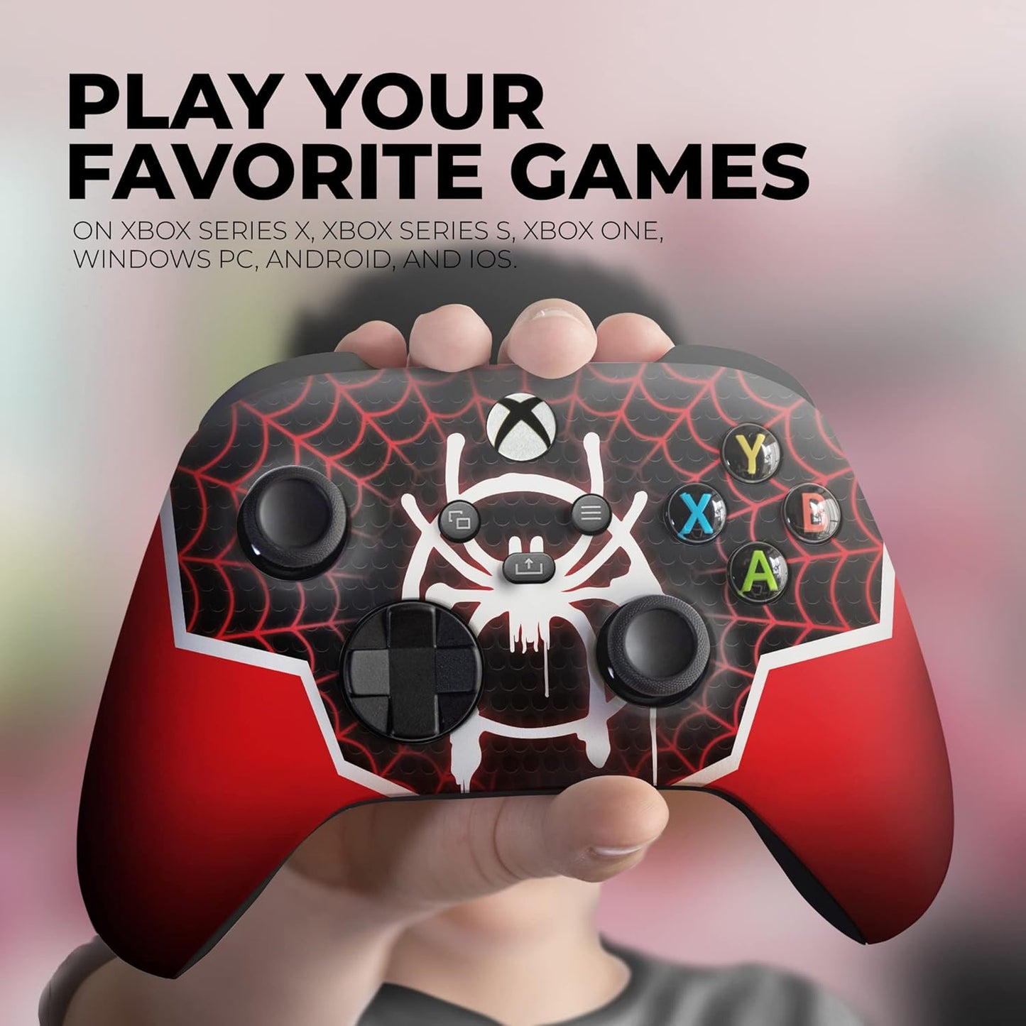 Spideyy Morales Custom X-Box Controller Wireless Compatible with X-Box One/X-Box Series X/S Proudly Customized in USA with Permanent HYDRO-DIP Printing (NOT JUST a SKIN)