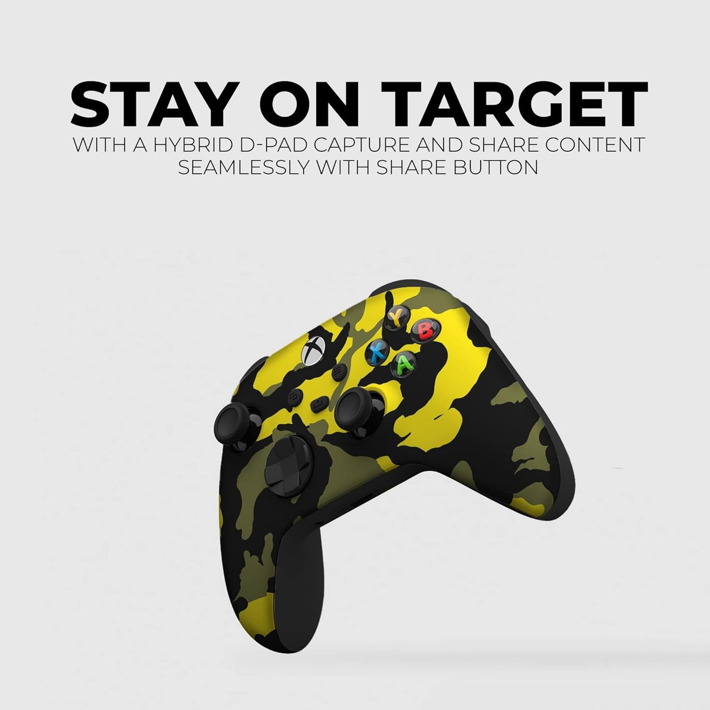 Yellow Camo Custom X-Box Controller Wireless Compatible with X-Box One/X-Box Series X/S Proudly Customized in USA with Permanent HYDRO-DIP Printing (NOT JUST a SKIN)