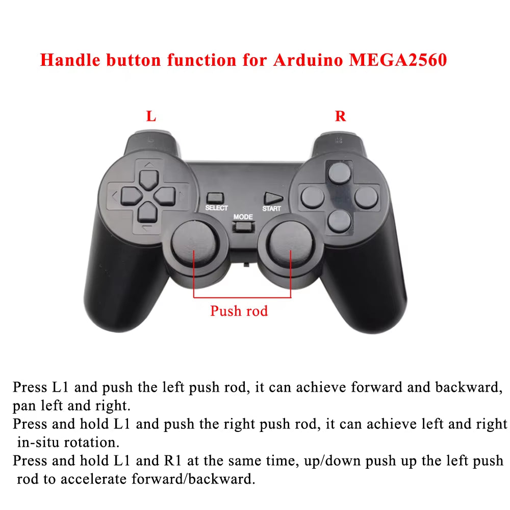 Arduino 2.4G Wireless PS2 Controller Gamepad Joystick with Receiver Dual Shock Motor STM32 Robot Arm Mecanum Wheel Robot Car Kit