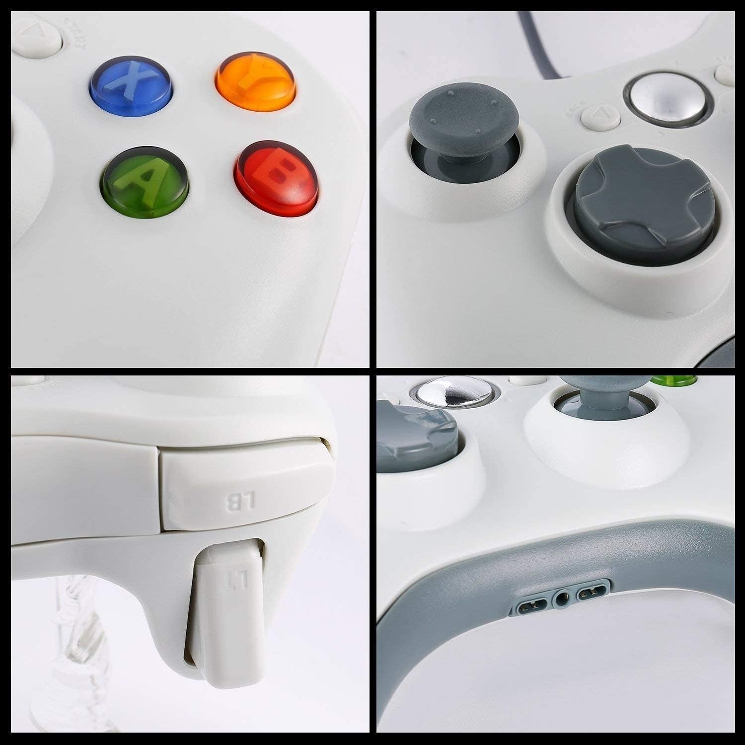 Xbox 360 Wired Controller, USB Gamepad, Joypad with Shoulders Buttons, for Microsoft Xbox 360/Xbox 360 Slim/Pc Windows 7 8 10 Game (White)