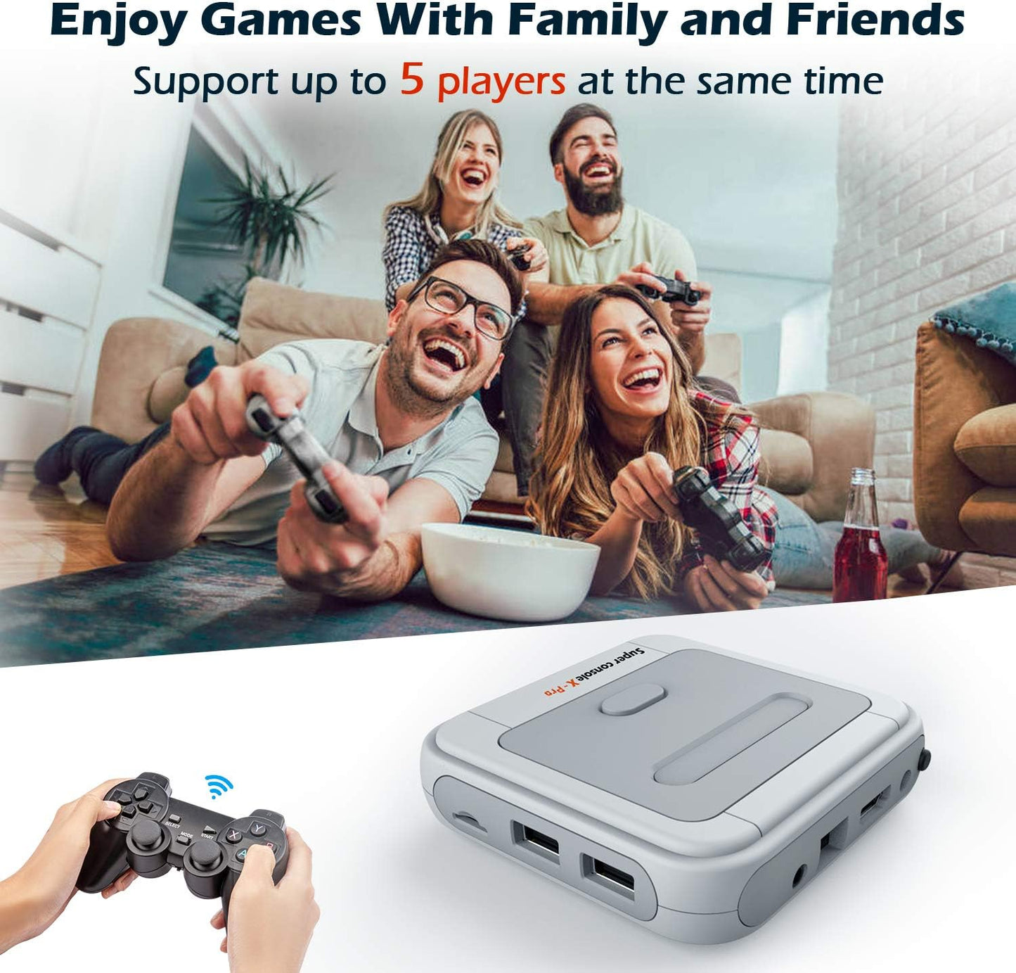 Retro Game Console 256GB, Super Console X PRO Built-In 65,000+ Games, Video Game Console Systems for 4K TV HD/AV Output, Dual Systems (256G)