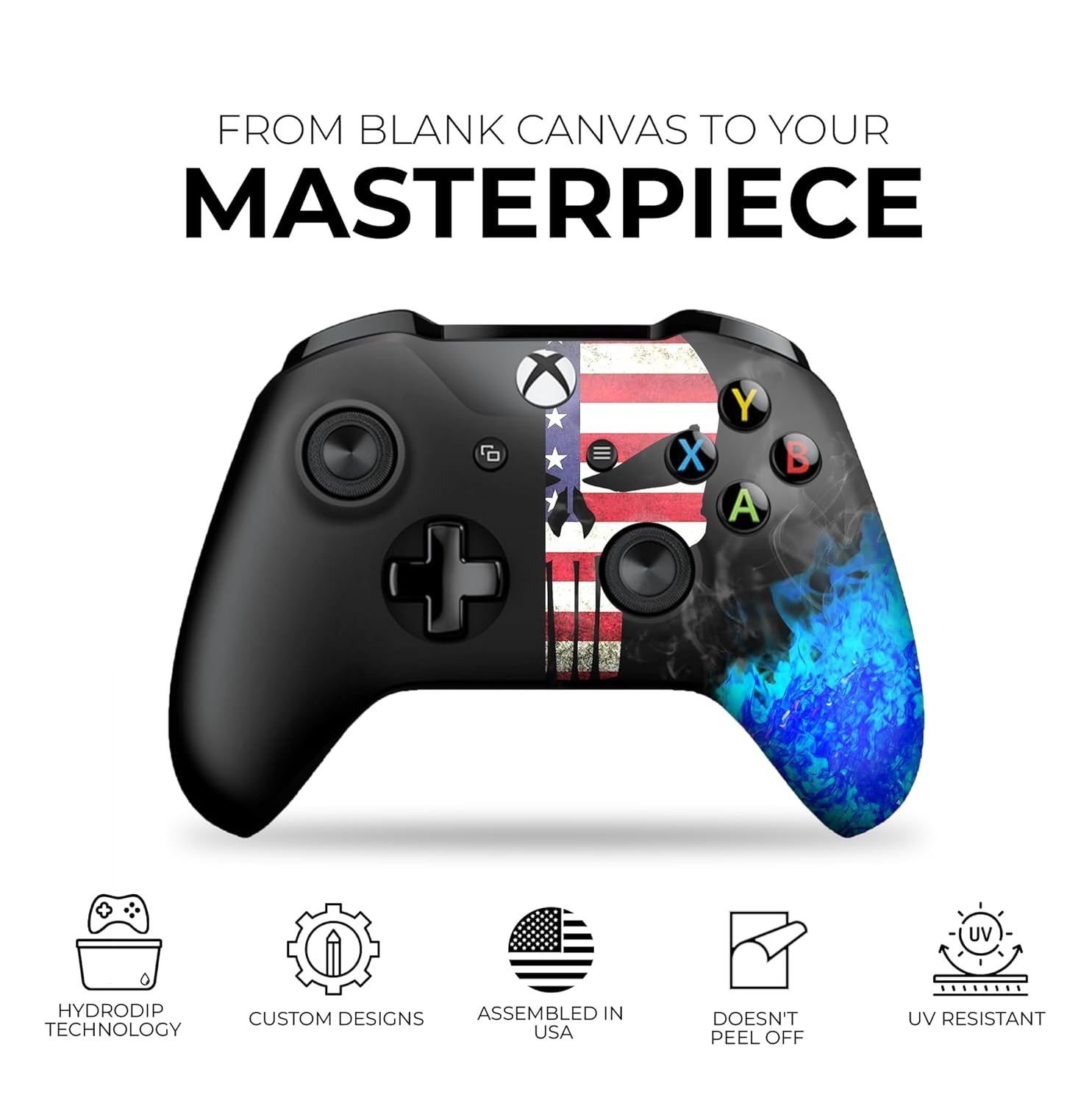 American Warrior Custom X-Box Controller Wireless Compatible with X-Box One/X-Box S Proudly Customized in Usa with Permanent Hydro-Dip Printing (Not Just a Skin)