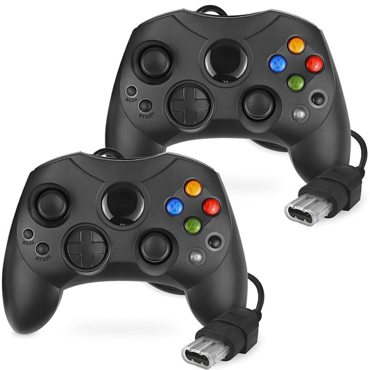 Controller Replacement for Xbox Controller S-Type/Original Xbox Controller,Classic Controller Compatible with Original Xbox Console (Black and Black)