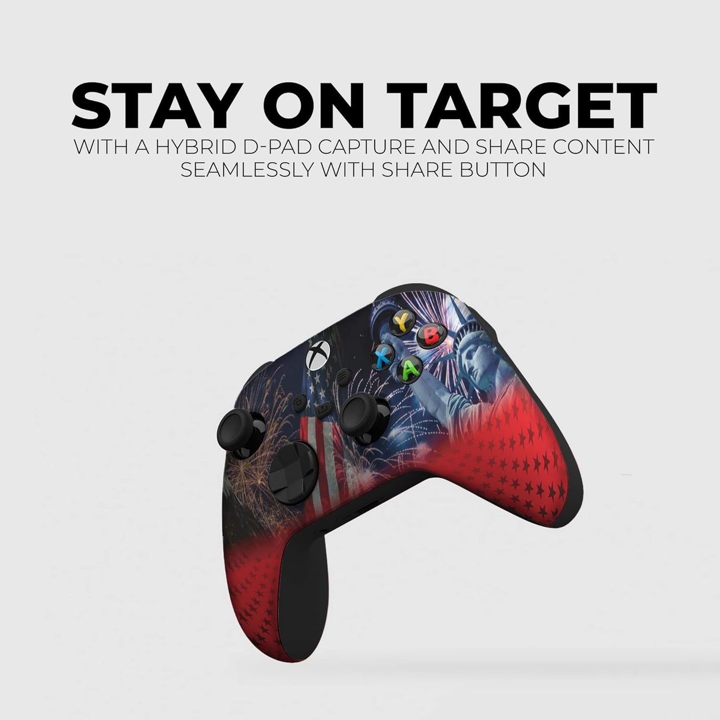 4Th July Custom X-Box Controller Wireless Compatible with X-Box One/X-Box Series X/S Proudly Customized in USA with Permanent HYDRO-DIP Printing (NOT JUST a SKIN)