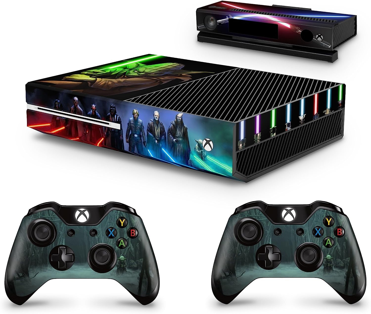 GNG Yoda Look Console Skin Decal Sticker + 2 Controller Skins Compatible with Xbox One & Kinect