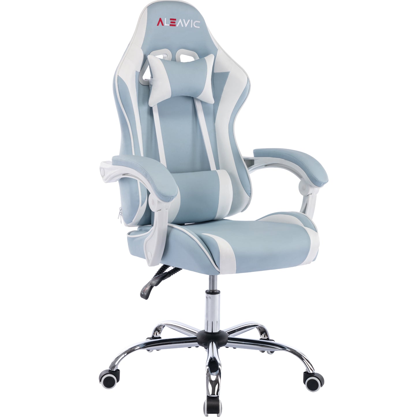 Gaming Chair PU Leather PC Chair with Headrest and Lumbar Support, Sky Blue