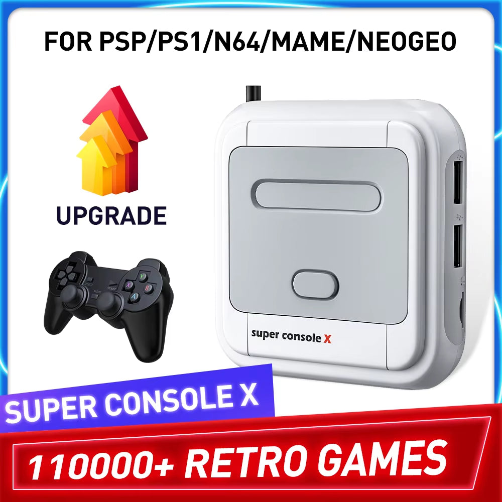 Retro Gaming Console Super Console X with 110000 Retro Games for PSP/PS1/DC/MAME Multi-Player Arcade Game Console Max to 256G