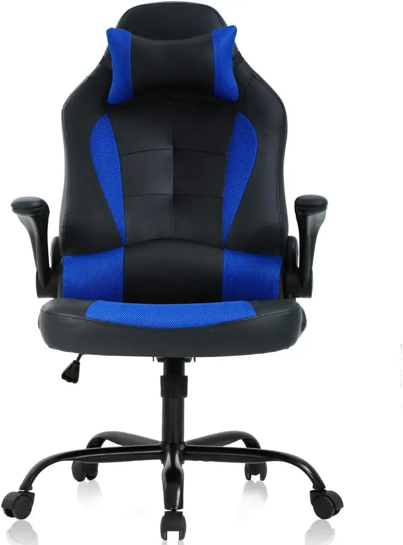 Pink Office Chair, Ergonomic High Back Computer Chair, Rotating Office Chair with Lumbar Support and Foldable Armrests