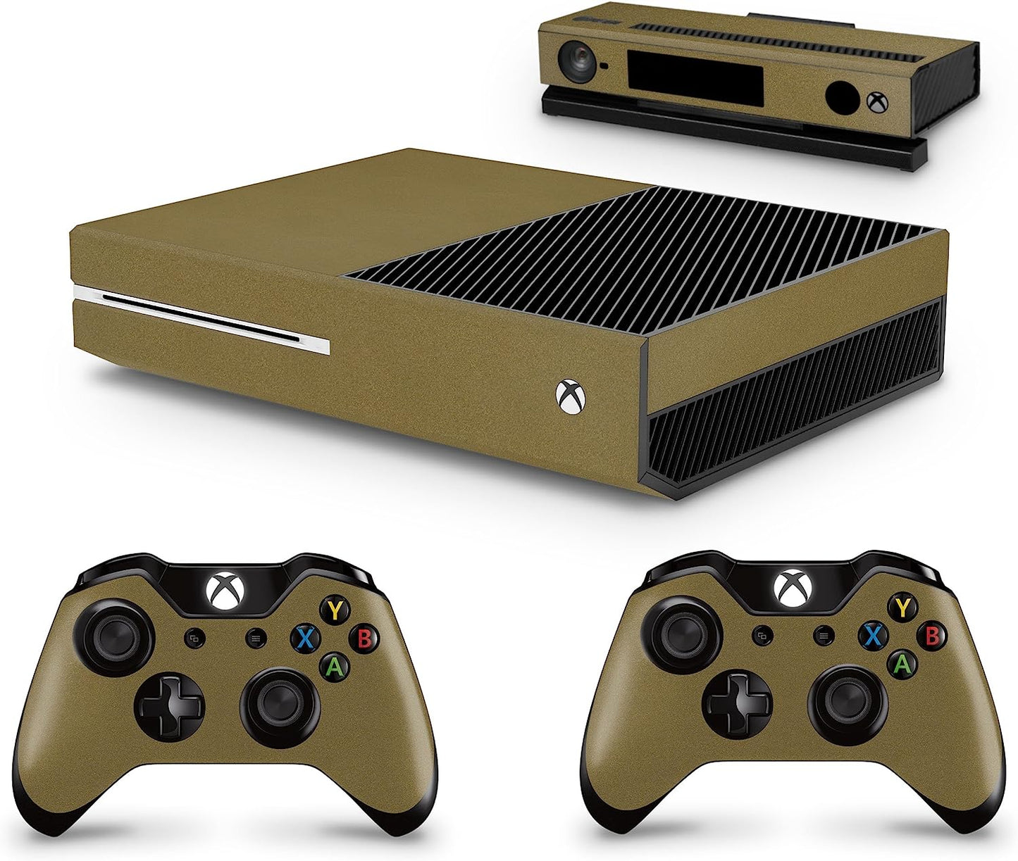 Xbox One Metallic Gold Look Console Skin Decal Sticker + 2 Controller Skins Compatible Xbox One & Kinect