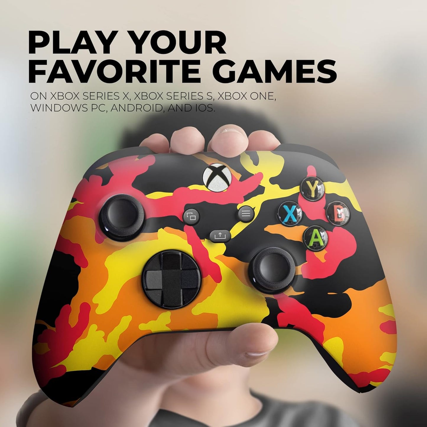 Fall Camo Custom X-Box Controller Wireless Compatible with X-Box One/X-Box Series X/S Proudly Customized in USA with Permanent HYDRO-DIP Printing (NOT JUST a SKIN)