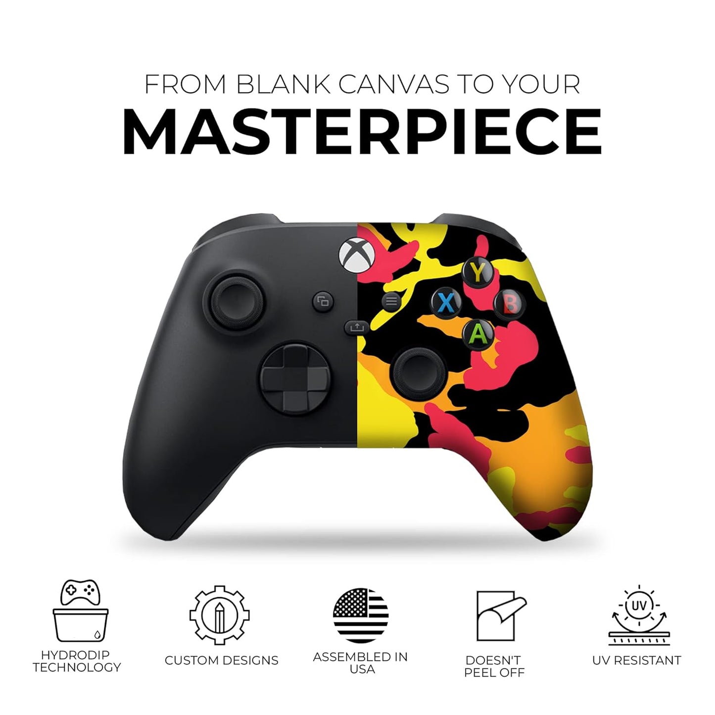 Fall Camo Custom X-Box Controller Wireless Compatible with X-Box One/X-Box Series X/S Proudly Customized in USA with Permanent HYDRO-DIP Printing (NOT JUST a SKIN)