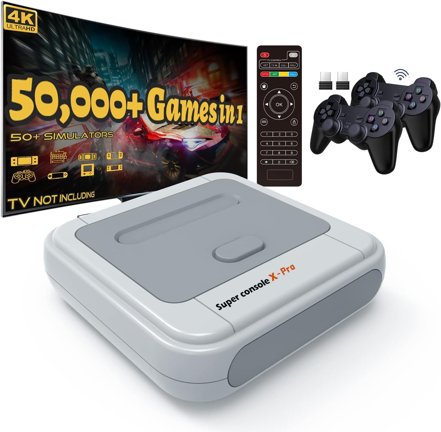 Retro Game Console 256GB, Super Console X PRO Built-In 65,000+ Games, Video Game Console Systems for 4K TV HD/AV Output, Dual Systems (256G)