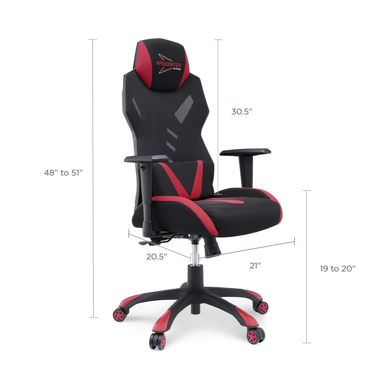 Speedster Modern Mesh Fabric Gaming Computer Chair in Black/Red