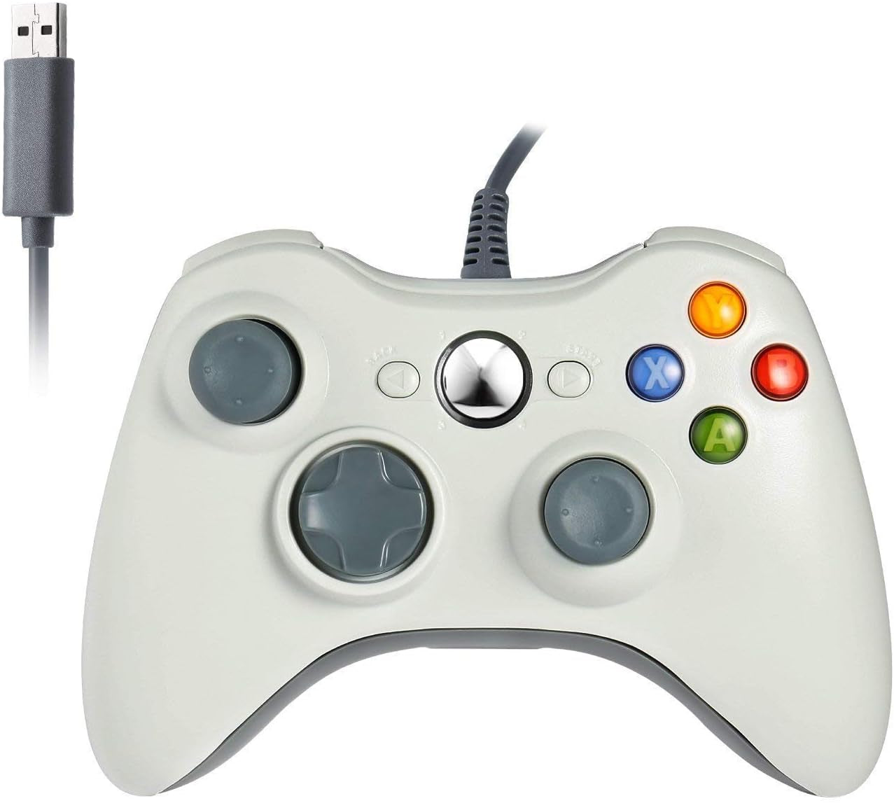 Xbox 360 Wired Controller, USB Gamepad, Joypad with Shoulders Buttons, for Microsoft Xbox 360/Xbox 360 Slim/Pc Windows 7 8 10 Game (White)